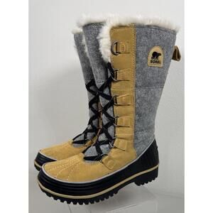 Sorel Womens Tivoli High II Tan Suede Faux Fur Waterproof Snow Boots Size 7